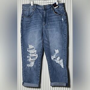 No Boundaries High Rise Girlfriend Jeans, Size 21